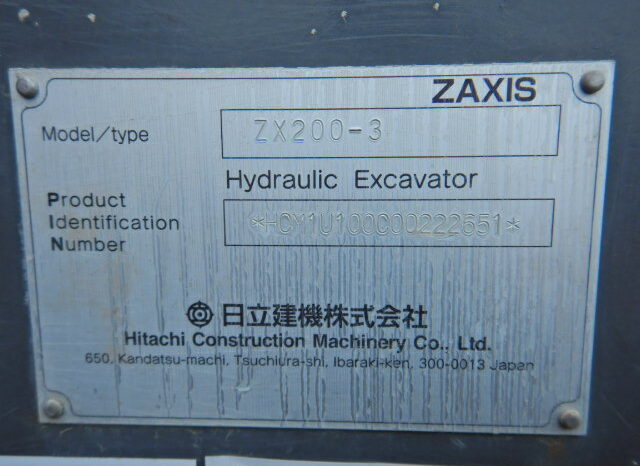Hitachi Excavator, ZX200-3, 2013 full