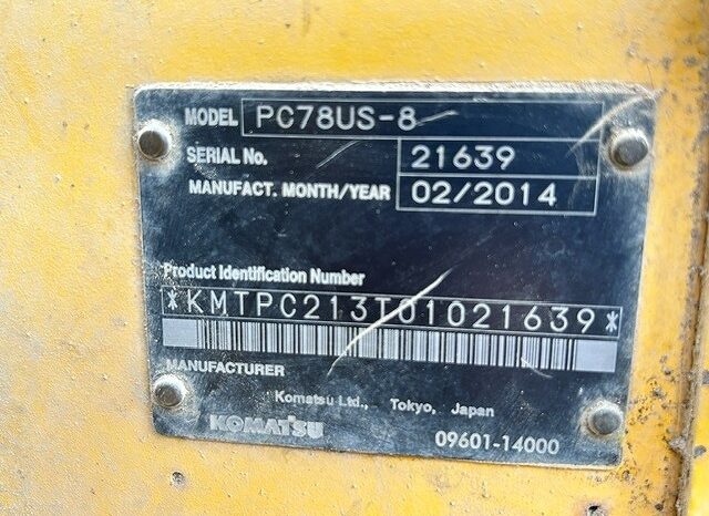 Komatsu Excavator, PC78US-8, 2014 full