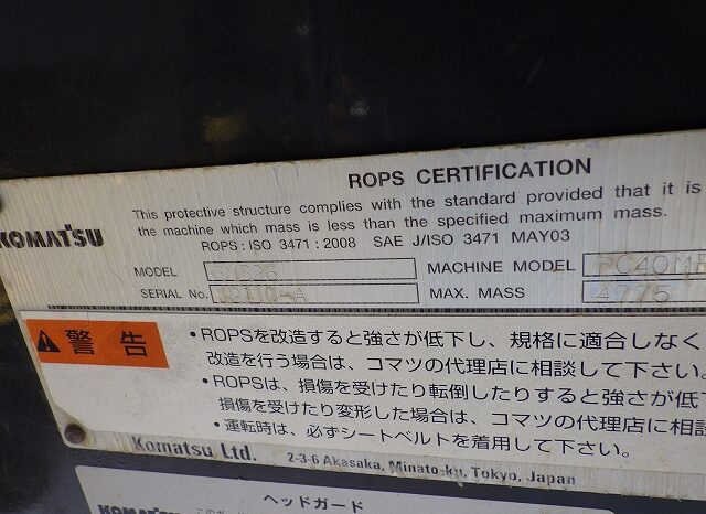 KOMATSU mini excavator, PC40MR-3 full