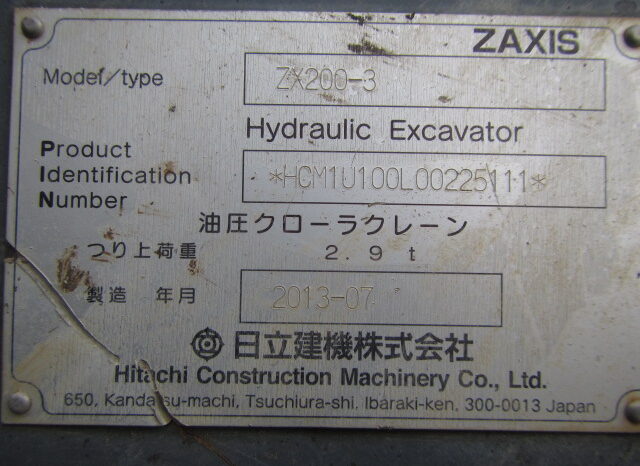Hitachi Excavator, ZX200-3, 2013 full