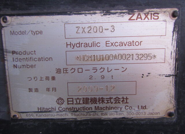 Hitachi Excavator, ZX200-3, 2009 full