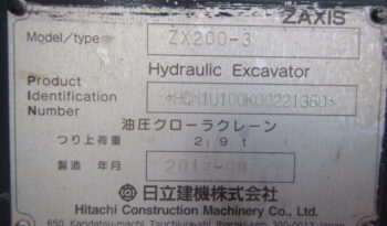 Hitachi Excavator, ZX200-3, 2012 full